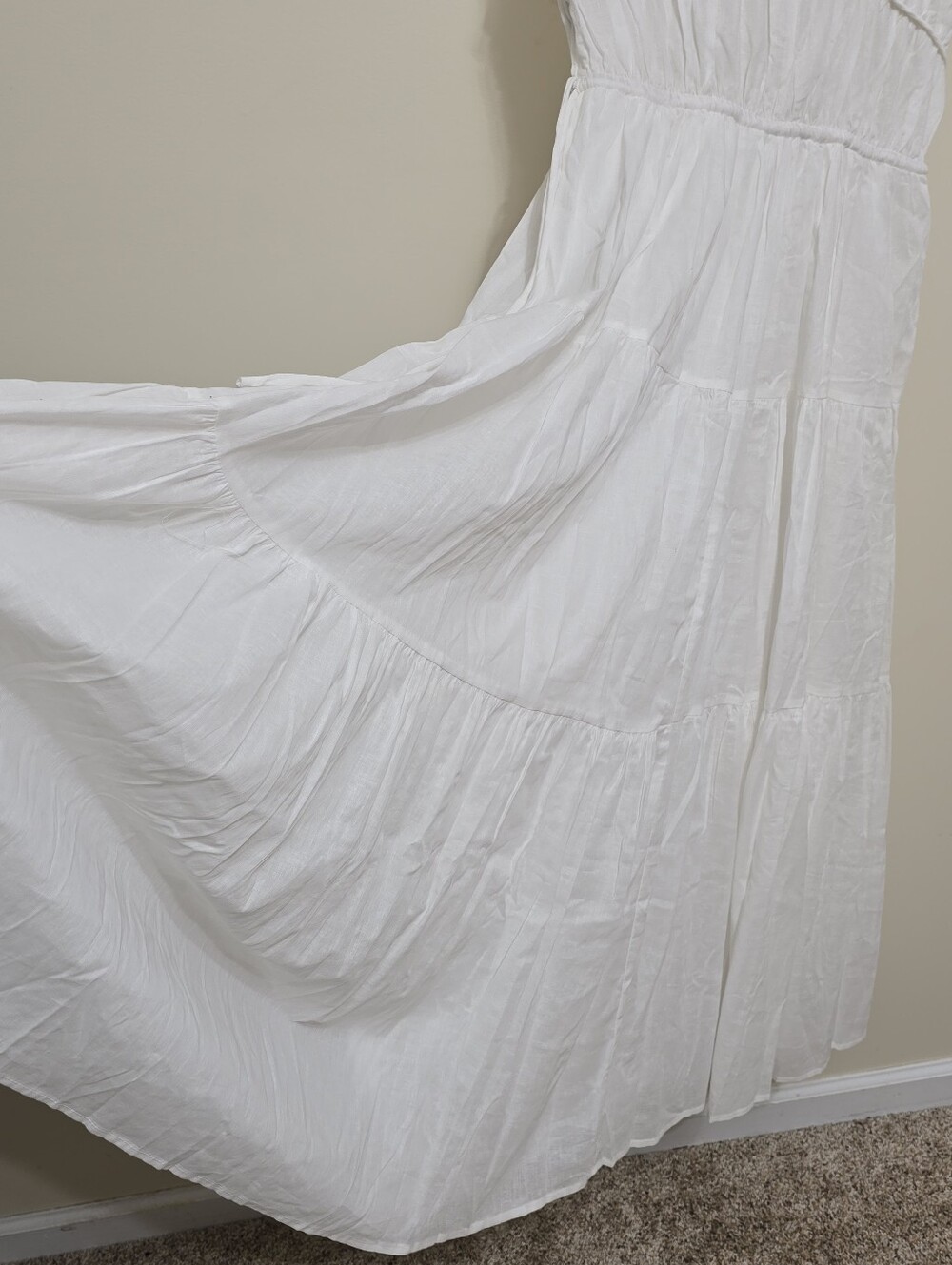 DISSH Flynn White Linen/Cotton Maxi Dress Sz 4 Vacation Costal Beach Cottagecore - Picture 6 of 13